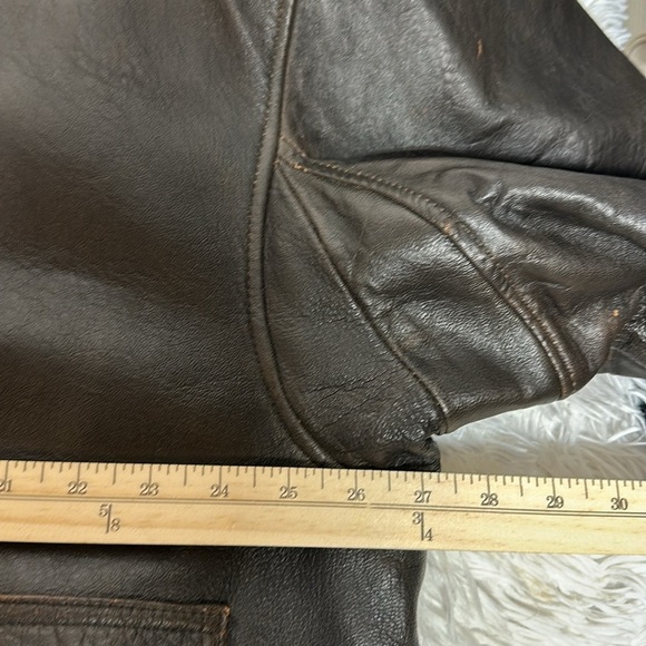 Men's Dark Brown Leather Bomber Jacket - Picture 11 of 12